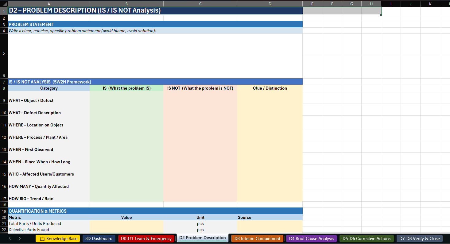 8D workbook D2 problem description tab thumbnail