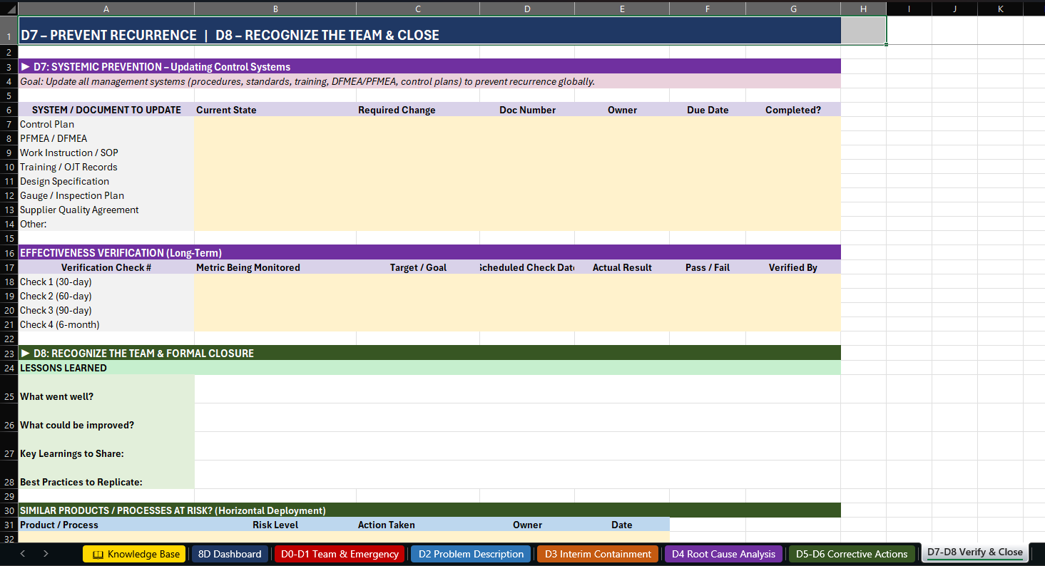 8D workbook D7-D8 verify and close tab thumbnail