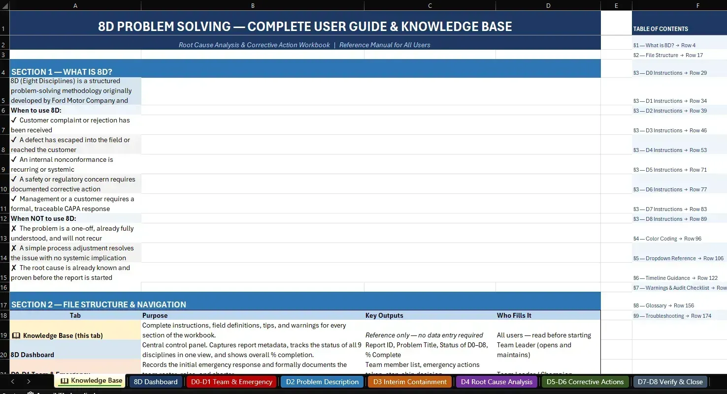 8D workbook knowledge base tab thumbnail