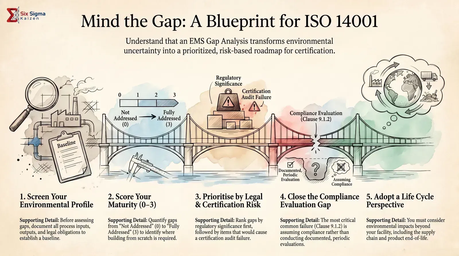 ISO 14001 EMS gap analysis visual summary